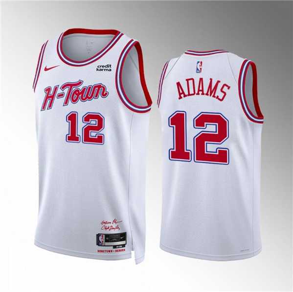 Mens Houston Rockets #12 Steven Adams White 2023-24 City Edition Stitched Jersey Dzhi->->NBA Jersey